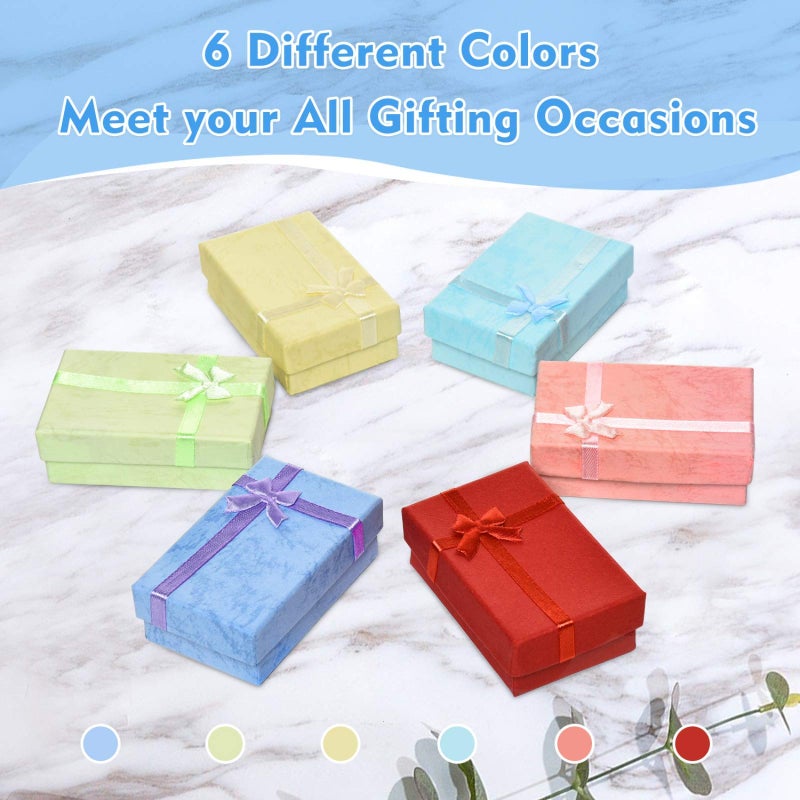 AQUEENLY 24-Piece Gifts Box Set, Jewelry Gift Boxes for Rings, Pendants, Earring, Necklaces - Cardboard Jewelry Boxes for Anniversaries, Weddings, Birthdays, Assorted Colors - 3.2 x 2.0 x 1.1 Inches - Image 4